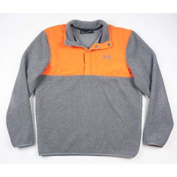 Under Armour SweaterFleece Pile Golf Sweatshirt Men's Medium Blaze Orange Gray - Picture 1 of 13
